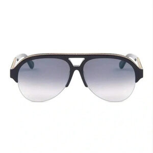 Stella McCartney Pilot Sunglasses, Black with Gold Trim